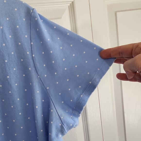 Kim Rogers Set Of 2 Tops Size 1X Blue White Polka-Dot Green Absract 100% Cotton - Picture 5 of 14